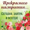 Прекрасного настроения сегодня, завтра и всегда.