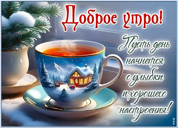 Утро в снежной сказке открытка