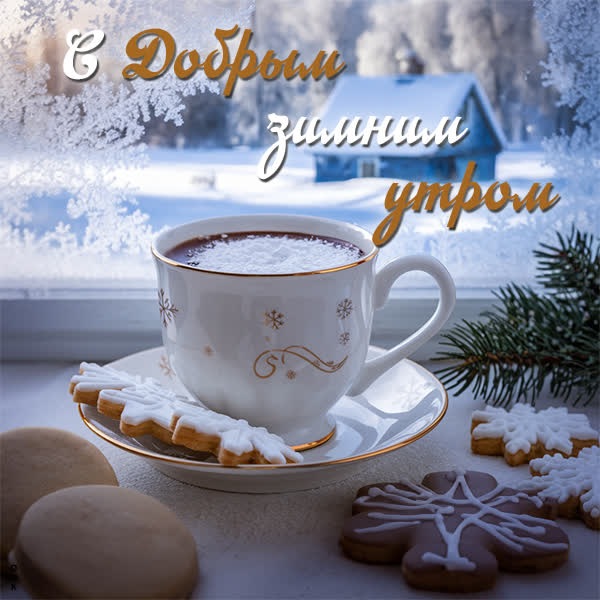 Зимние узоры на окне открытка Доброе утро