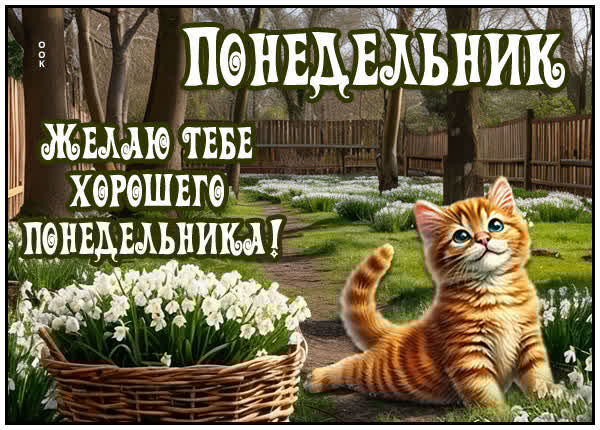 Открытка Понедельник, пусть день начнётся с позитива